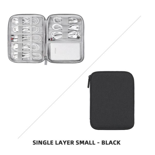 Conjunto Prático de Acessórios de Viagem: USB, Flash Drive, Cabo de Dados, Banco de Energia e Bolsa Multi-Compartimento para Armazenamento Digital