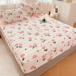 Folha equipada anti-ácaro com elástico, antiderrapante, capa de colchão ajustável, duplo, queen, rei tampa da cama, 1pc grosso - Image 3