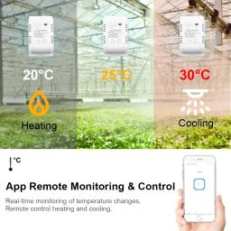 Tuya Inteligente Interruptor De Temperatura E Umidade, Monitor De Energia, Sensor De Sonda De Termostato Para Tanque De Peixes, Estufa, Armazém, Wifi, 16A20A - Image 3