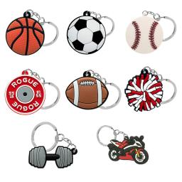 PVC Dumbbell Keychain para a chave do carro, Bulk Keyring, Série Sports, Basquete, Futebol, Acessórios, Presente de Natal, Presente Grátis, 1Pc - Image 2