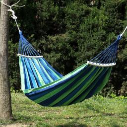 Rede de lona portátil com saco de transporte, Outdoor Camping Hammock, Balanço de lazer, extra largo, 1-2 pessoas - Image 2