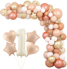 Kit Garland Balões com Número, Balões Folha para Festa de Bebê, Decoração de Aniversário e Casamento, Marrom e Nu, Creme e Branco, 40 in, Novo - Image 1