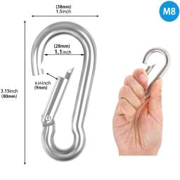 3 Polegada mosquetão de aço inoxidável do gancho da pressão da mola, 316 clipes de aço inoxidável, conjunto pequeno do mosquetão de 4 fechamento rápido da chave da pressão da relação - Image 2