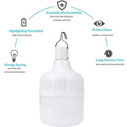 Usb recarregável led luzes de emergência com painel solar ao ar livre lanternas portáteis pendurado acampamento lâmpada poupança energia jardim tenda - Image 2