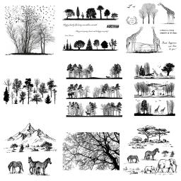 Selos claros de animais da floresta selvagem, coleção de silhuetas para Scrapbooking DIY, artesanato de cartão decorativo, suprimentos divertidos - Image 1