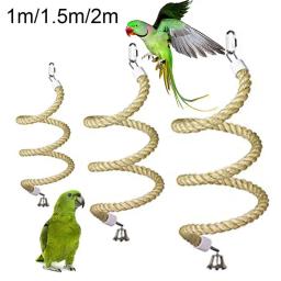 Pássaro do animal de estimação papagaio sino suporte poleiro corda de algodão mascar barra gaiola pendurado balanço brinquedo - Image 2