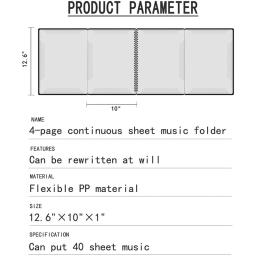 PTNOKA Foldas De Folhas De Música Suporte De Música Acessórios Music Binder 4 Páginas Expand Spiral-Bound 40 Pockets - Image 6