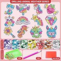 Pintura diamante adesivos Kits para crianças, Fácil DIY desenhos animados adesivos, Pintura por números, Artesanato para crianças, 12 48pcs - Image 1