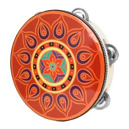 Pandeiro para crianças, tambor de mão, estilo folclórico, educação precoce, brinquedos de iluminação, percussão, instrumento Orff, 8 in - Image 3