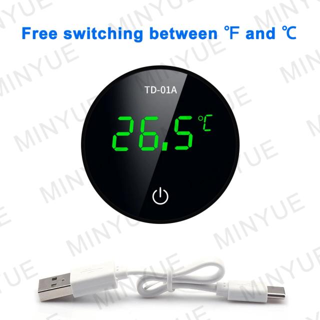Termômetro Digital Mini de Aquário MINYUE com Tela LCD, Alta Precisão e Carregamento Tipo C, Ideal para Temperaturas de -9 a 50℃