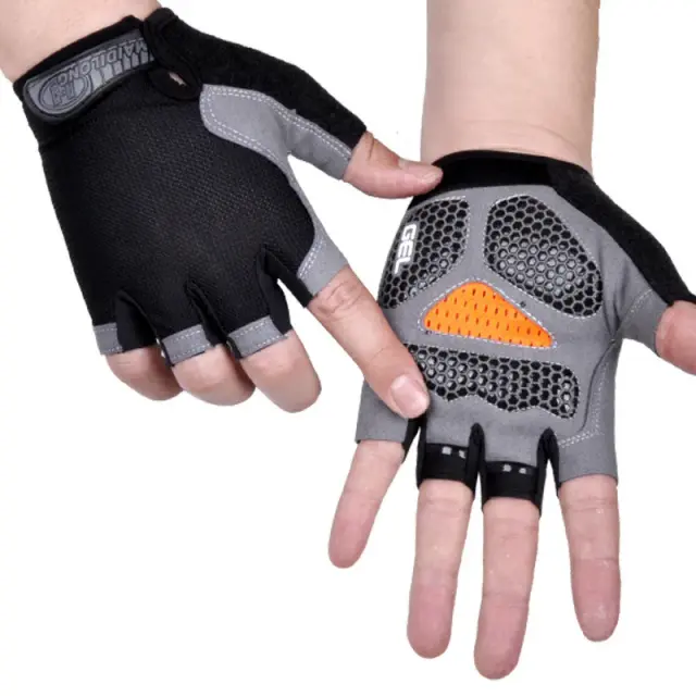Luvas de Ginásio Masculinas e Femininas para Levantamento de Peso e Ciclismo com Protetor Respirável e Antiderrapante, Sem Dedos