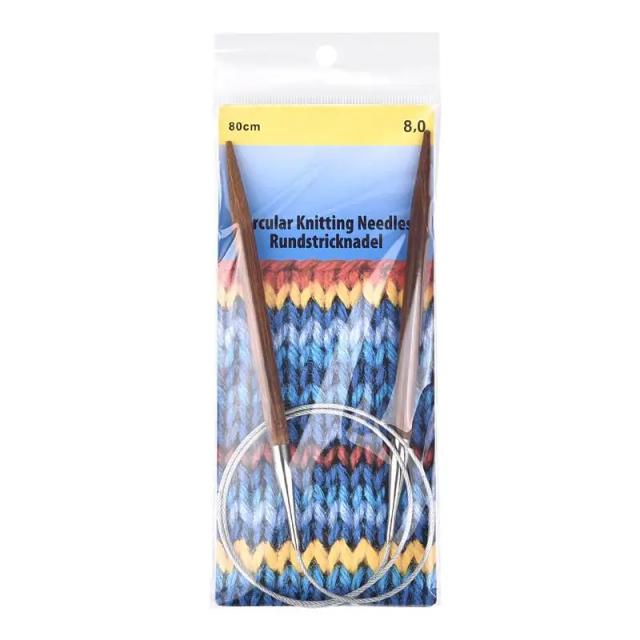 Agulhas de Tricô Circulares de Bambu com Pontas Duplas e Tubo de Aço Inoxidável - Ferramentas DIY para Costura de 3.0 a 12mm