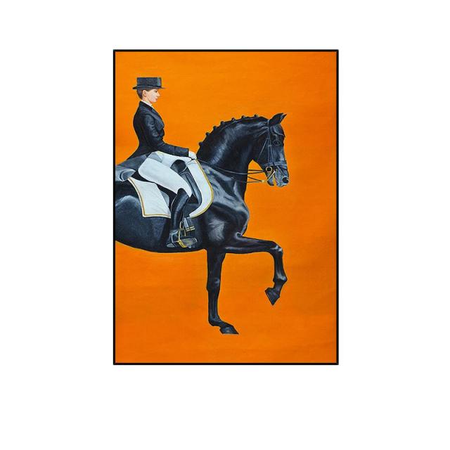 Pintura a Óleo Cavalos Artesanal Grande Arte de Parede para Decoração de Casa