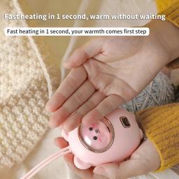 Aquecedor de mão recarregável com luz RGB, Mini urso pequeno, USB portátil, Almofada de aquecimento rápido, Cute Baby Warmer, Bateria 2400mAh - Image 1