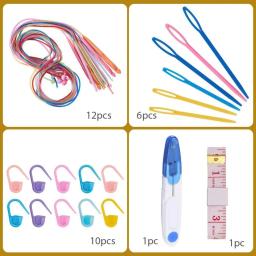 30 peças diy conjunto de ganchos de crochê afegão tunecino com cabo de plástico 3.5mm-12.0mm agulhas de tecelagem e acessórios de ganchos de crochê - Image 4