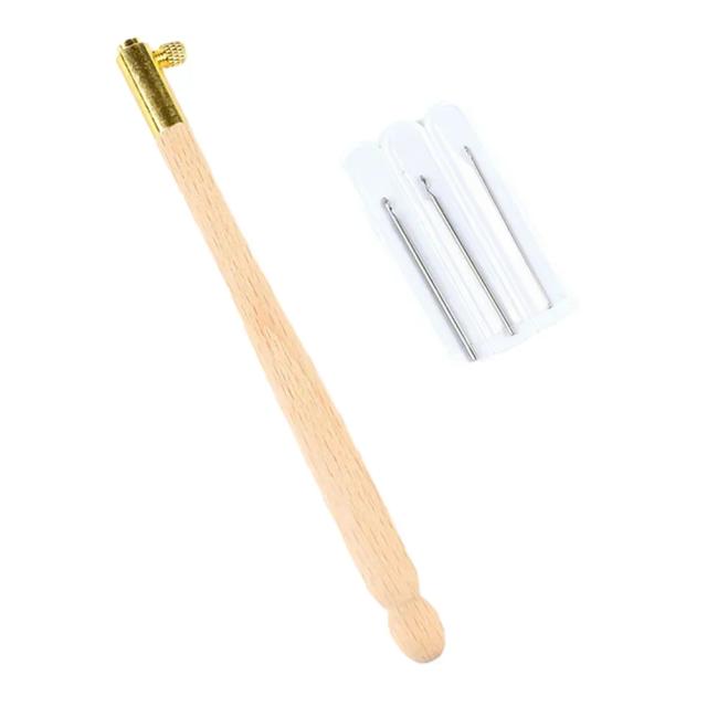 Conjunto Completo de Agulhas para Bordado Francês e Crochê com Cabo de Madeira para Projetos de Costura e Artesanato DIY