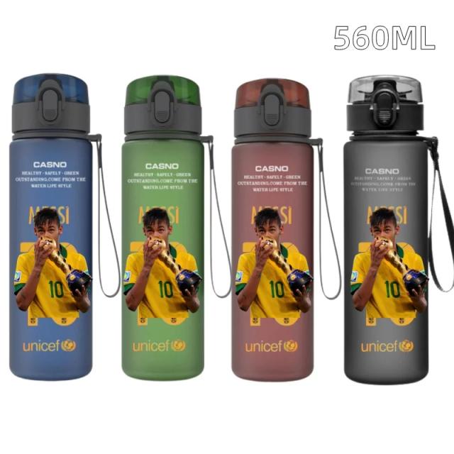 Copo Portátil para Água 560ml - Garrafa Esportiva Inspirada em Messi, Ronaldo e Neymar, Ideal para Atividades ao Ar Livre e Presentes em 2024