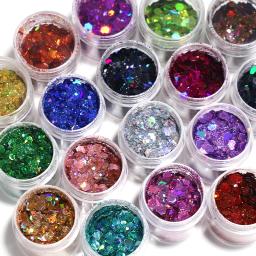 Sparkly Laser Color Nail Glitter Decor, Chunky Iridescente Nail Art Acessórios, Manicure Decoração Polonês, Mixed Size Hexagon, 4g - Image 5