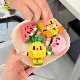 Huiqibao mini bonito delicioso fruta micro blocos de construção 3d diamante modelo tijolos comida diy cidade construção brinquedos para crianças - Image 2