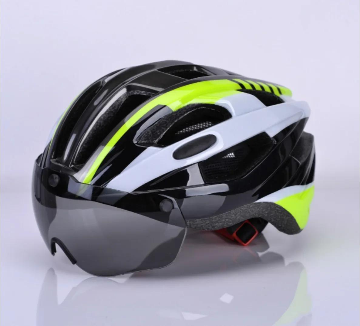 Capacetes de ciclismo elegantes, capacete com luz traseira segura para triatlo e óculos magnéticos, capacete de bicicleta de corrida e estrada - Image 1