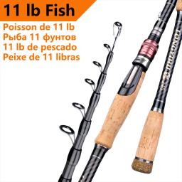 Vara de pesca de 11 libras, vara de isca telescópica de fibra de carbono, vara de pesca portátil de truta de carpa baixo, hastes de fundição giratórias ultraleves M - Image 2