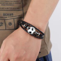 Personalizado frisado futebol fãs pulseira, couro personalizado jóias, moda europeia e americana - Image 4