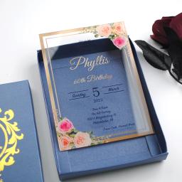 Cartão acrílico quente com impressão do convite de casamento da flor - Image 5