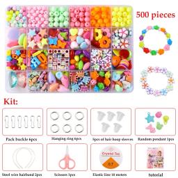 500 pçs diy artesanal frisado brinquedo das crianças criativo solto espaçador contas artesanato fazendo pulseira colar kit de jóias menina brinquedo presente - Image 6