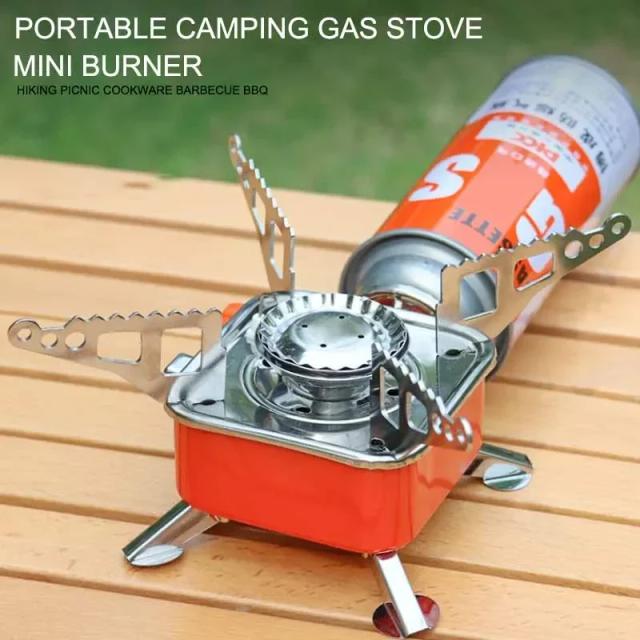 Fogão a Gás Portátil para Acampamento: Mini Queimador Dobrável à Prova de Vento para Caminhadas e Churrascos