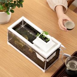 Pequeno Criativo Mini Tanque De Peixes, Mesa De Aquecimento Silencioso, Produtos De Aquário De Desktop, Aquário Tropical, Aquário Silencioso, Casa - Image 4