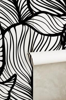 Folha monocromática papel de parede, folhas exóticas papel de parede, estilo barroco mural da parede, decoração da casa, fácil de instalar decalque da parede, removível wal - Image 5