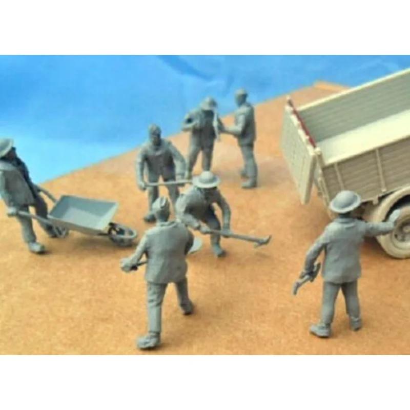 Kit de montagem de resina fundido, pioneiro britânico e carrinho de ferramentas, 7 figuras, sem pintura, 1: 72 - Image 1