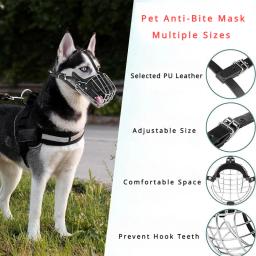 Coleira de treinamento de focinho de cachorro de couro macio, alças respiráveis ajustáveis, máscara para cães médios e grandes, buldogue, suprimentos para animais de estimação ao ar livre - Image 2