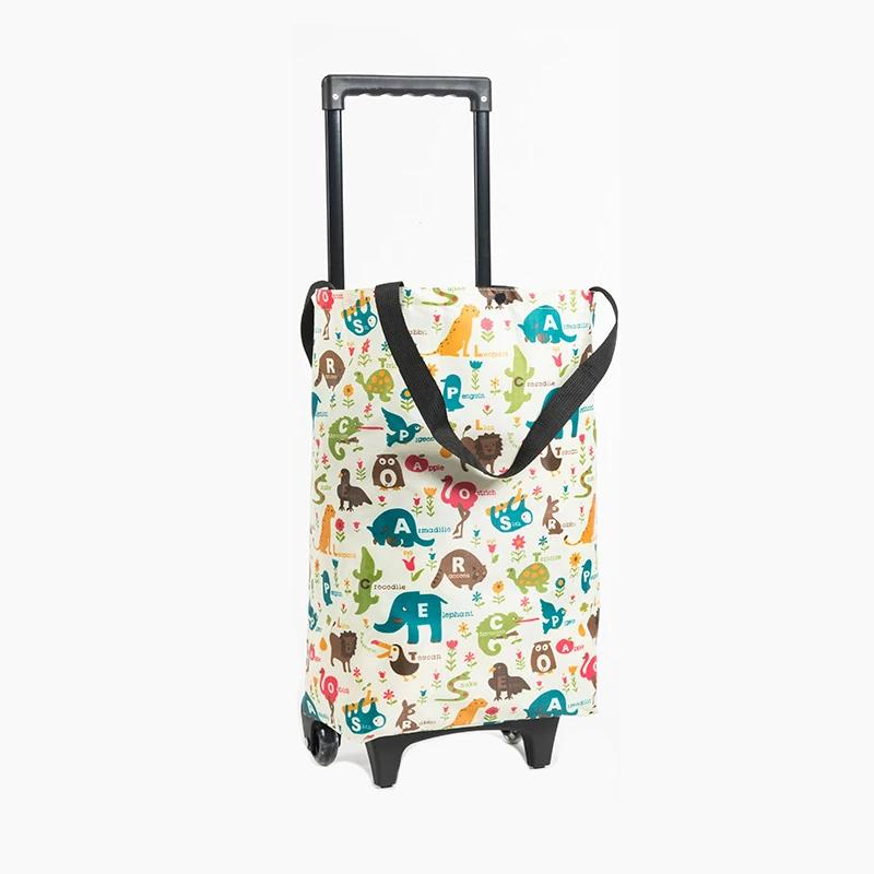 Grande capacidade portátil saco de compras com rodas, Dobrável carrinho saco, Pull Rod tipo - Image 1