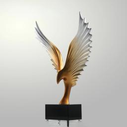 Alta qualidade elegante metal ouro eagle troféu com base de cristal troféu de vidro para prêmios - Image 1