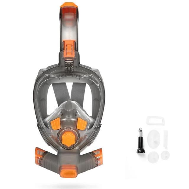 Máscara de Mergulho e Snorkel Laranja e Cinza para Homens e Mulheres - Tamanhos L e XL