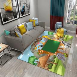 Jardim zoológico dos desenhos animados tapete bonito animal flor tapetes crianças meninos quarto antiderrapante área de jogo tapetes casa sala de estar cozinha decoração do assoalho - Image 4