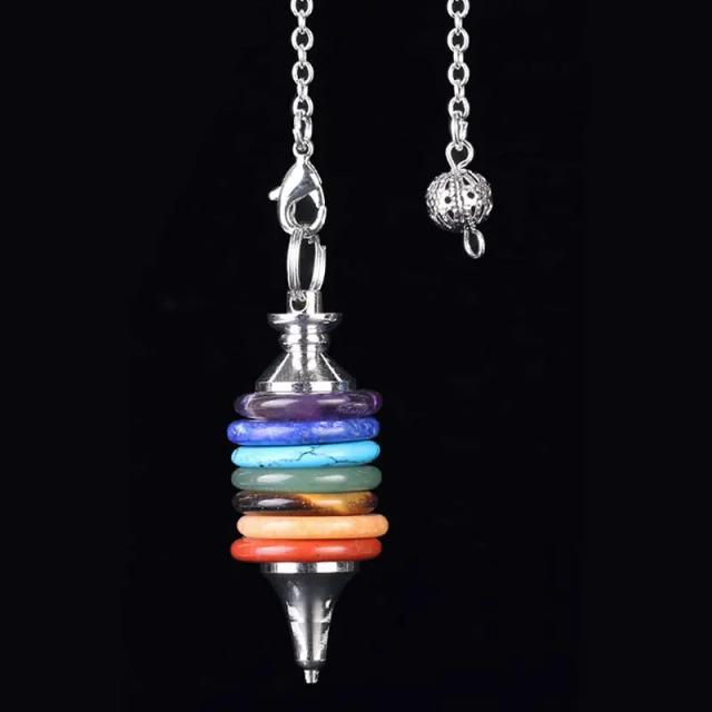 Pêndulo de Radiestesia em Cristais Naturais para Adivinhação e Cura dos 7 Chakras - Pingentes Hebraicos de Quartzo Wicca