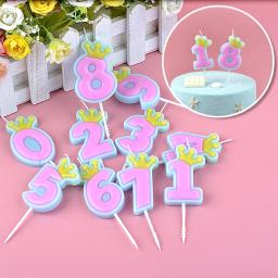 1 pçs bonito doce cor feliz aniversário número velas 0-9 para crianças adulto meninas festa de aniversário coroa velas bolo 2022 novo - Image 4