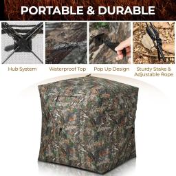 Barraca de caça portátil e durável, persianas pop-up de veado, persianas transparentes, 2-3 e 3-4 pessoas, 270 ° - Image 6
