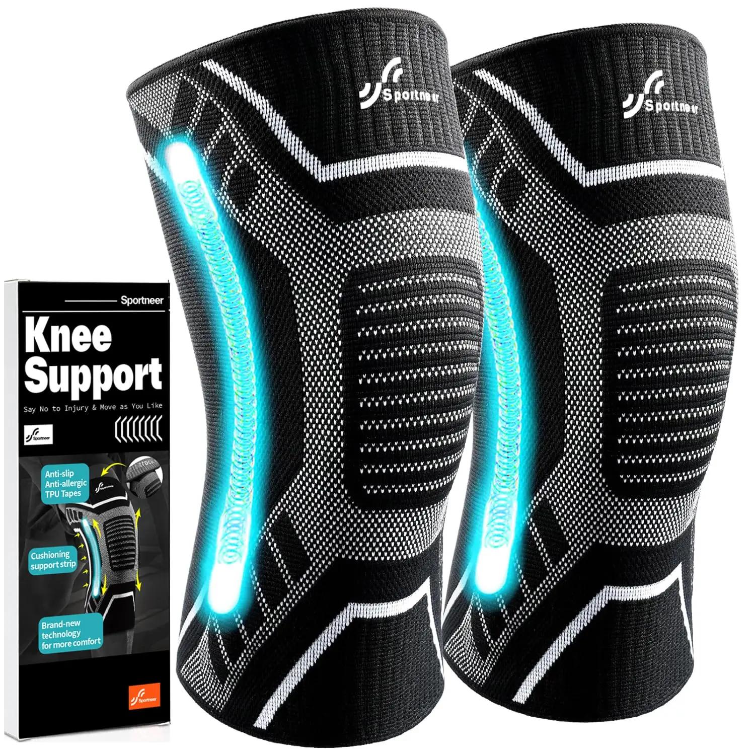 Joelheiras Esportivas para Homens e Mulheres Manga de Compressão com Estabilizadores Laterais, Suporte de Joelho para Ginásio, Corrida, Caminhada, Sport Brace - Image 1