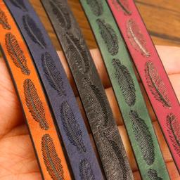 Corda de Couro PU para Fazer Jóias, Material para Pulseira, DIY, Impressão de Penas, Achados, Acessórios, 5 Cores, 120x10mm, 1Pc - Image 3
