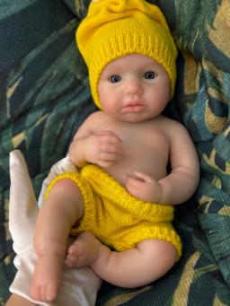 Boneca bebê reborn de silicone loulou, olhos abertos de 33cm, pode abrir a boca, pele pintada em 3d, presente colecionável para lembrança de crianças - Image 5