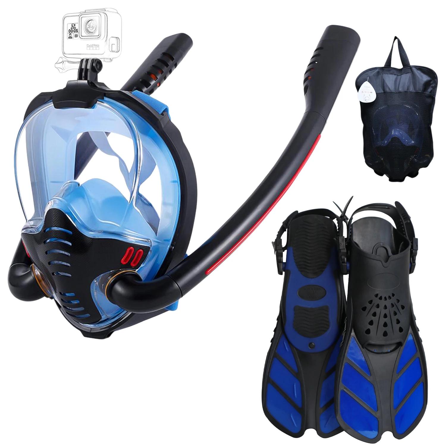 Máscara de Snorkel Facial Completa para Adultos, Sistema Respiratório Seco Superior, Mangueira Dupla, Equipamento de Mergulho - Image 1