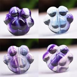 Natural Colorido Fluorita Gato Pata Cristal Pedra Escultura, Reiki Tratamento de Cura Pedras Preciosas, Home Decor Ornamento, DIY Colar Jóias - Image 5