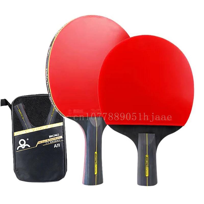 Conjunto de raquete de tênis de mesa profissional Ping Pong, espinhas em borracha, alta qualidade, lâmina Bat Paddle com saco, 6 estrelas, 2pcs - Image 6