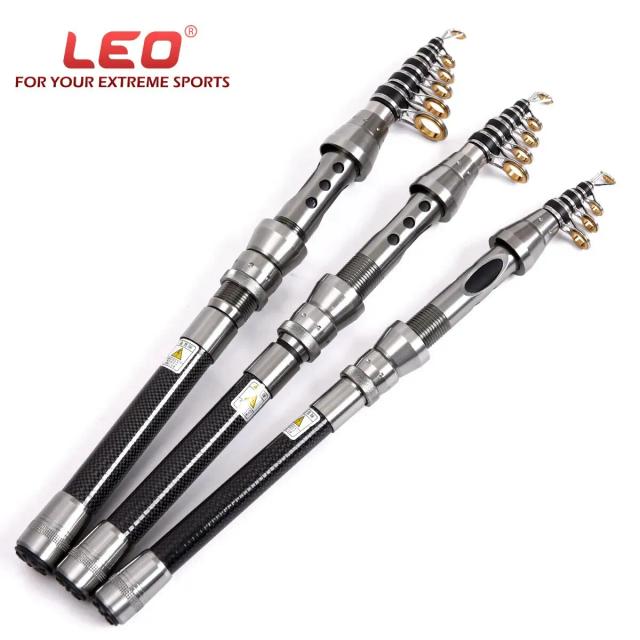 Cana Telescópica em Fibra de Carbono para Pesca Spinning Profissional para Mar e Rio de 1,5 a 2,4 m