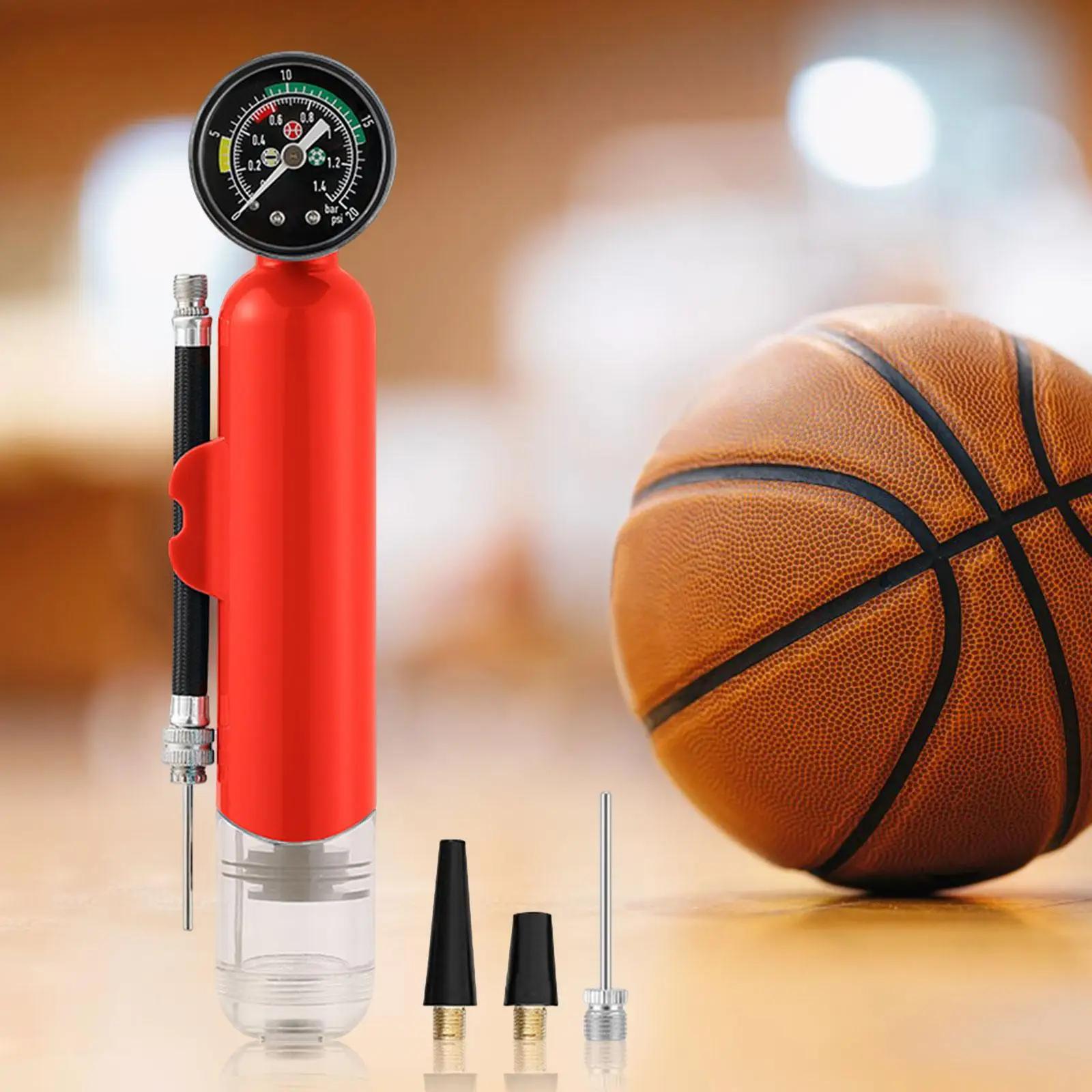 Portátil leve mão bomba de ar com manômetro, prático bola bomba, basquetebol, ioga, voleibol, futebol, futebol - Image 1