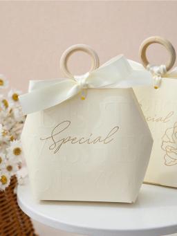 Doces e Caixas de Presente com Fitas e Anel De Madeira, Elegante, Perfeito para Casamentos, Aniversários, Feriados, 5PCs - Image 2