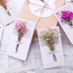 1-5 cartões de presente dos pces convite de casamento céu estrelado flores secas manuscritos bênção obrigado do aniversário você cartão de presente do dia das mães - Image 1